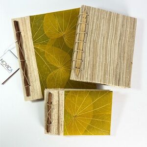 NWT Handcrafted Journals handmade papers textured covers blank inside set of 3